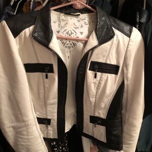 Gerry Weber Leather Black and Cream Jacket